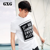 GXG男装 2016夏季新品 男士修身款纯棉印花圆领短袖T恤#62844025