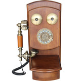 包邮壁挂式 仿古复古 老式古董实木创意 电话机机械铃声旋转拨盘
