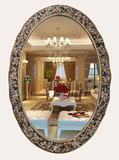 美式化妆镜田园创意石子镜子欧式梳妆镜壁挂墙上美容镜椭圆浴室镜
