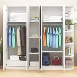 欧式大衣柜实木组合整体四五六门衣柜门白色简易木制衣橱儿童衣柜