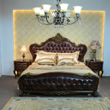 欧式双人床 实木床 奢华真皮床双人床雕刻大床1.8米婚床卧室套房