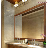 新款欧式浴室镜全实木卫浴镜化妆装饰镜玄关卫生间镜子定制镜子