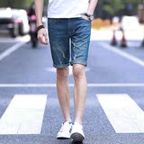 夏季新款男士牛仔短裤时尚破洞薄款5分短裤青少年休闲中裤沙滩裤