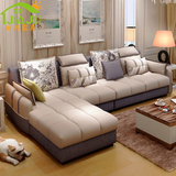 现代简约布艺沙发 大小户型客厅沙发三人 可拆洗转角贵妃沙发特价