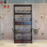 中式明清仿古实木家具 南榆木四层书架 书柜茶叶架展示架多用架