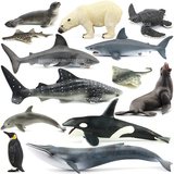 出口外贸北极熊海豹虎鲸鲨鱼龟海豚海狮企鹅海洋动物模型玩具蓝鲸