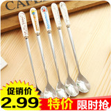 陶瓷韩式创意不锈钢学生餐具C017 可爱刀叉筷子长柄小勺子
