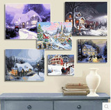 特价包邮diy数字油画风景雪景雪景爱情客厅卧室玄关装饰画
