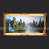 欧式纯手绘油画现代风景客厅装饰画 高山流水原创写生桂林山水029