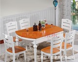 地中海实木餐桌美式椅组合6人可伸缩折叠家用饭桌方圆形可变定制
