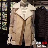 SARINA韩国代购直邮 T.P专柜正品反季特价韩版羊羔毛翻领皮草外套