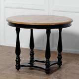 出口法式乡村风格做旧榆木圆桌 直径1米4人位小户型复古餐桌