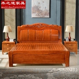 新款实木大床高档卧室家具简约现代1.8米橡木床双人床婚床硬板床
