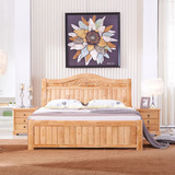家用简约现代橡木床卧室双人婚床 1.8米 1.5米实木床佛山厂家直销