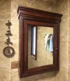 十二木缘美式乡村浴室镜柜橡木实木卫生间镜子带置物柜置物架镜箱