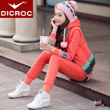 2016春秋冬韩版女卫衣三件套加绒加厚套头外套潮学生休闲运动套装