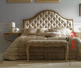 美式欧式婚床欧式新古典实木软包床 真皮床靠背拉扣1.51.8双人床