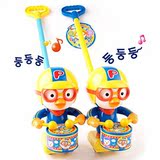 韩国进口手推玩具pororo玩具宝宝卡通打鼓推推乐单杆手推把学步车