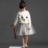 2015春季新款外贸童装 女童韩版立体猫咪印花卫衣儿童套头衫外套