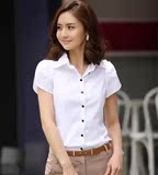 女士短袖白衬衫 2015新款商务修身女装潮 韩版修身夏季衬衣职业装