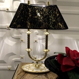 时尚奢华新古典蕾丝刺绣灯罩扭纹铜制灯体金色装饰客厅卧室台灯