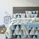 简约全棉纯棉北欧现代风格印花床上用品床单式1.8床单被套四件套