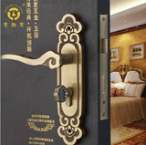 新款老铜匠欧式纯铜室内执手 卫生间房门锁 卧室连体 祥云古铜锁