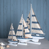 地中海条纹帆船客厅家居家饰 装饰品 摆件 结婚礼物实木手工艺品