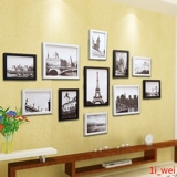 新款11框欧式照片墙创意挂墙组合简约相片相框墙3个10 8个7寸黑白