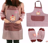 韩版厨房 防油 花边袖套 卡通小熊条纹袖套 长袖 防水围裙75g