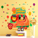 儿童房间创意可爱动物狮子兔子墙贴纸幼儿园冰淇淋店装饰汽车贴画