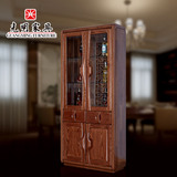光明家具 北美红橡木全实木酒柜餐边柜 现代中式储物玻璃展示柜