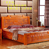 中式明清古典雕花床双人橡木床仿古家具现代卧室高箱床全实木婚床