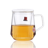 一屋窑 耐热玻璃茶具 大容量带盖 办公杯子 过滤 花茶壶 送杯垫