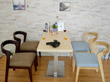 西餐厅  咖啡厅 甜品店实木桌椅 组合 现代奶茶店茶餐厅桌椅组合