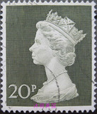 英国邮票 女王伊丽莎白二世 20P 梅钦普票 信销1枚 外国邮票