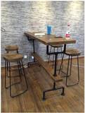 定制复古铁艺吧台桌高脚桌椅休闲咖啡桌酒吧椅子实木家具