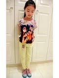 【99元三件】2015年春夏款 女童人物印染图案 蝙蝠装 短袖T恤