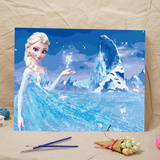 特价包邮数字油画diy手绘儿童动漫卡通客厅风景数码彩绘冰雪女王