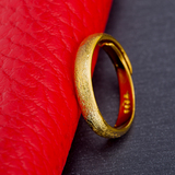 奢华珠宝18K黄金戒指环 女士磨砂戒指 光面细戒指首饰可调大小
