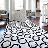 时尚欧式黑白几何地毯客厅茶几沙发地毯卧室床边手工腈纶地毯