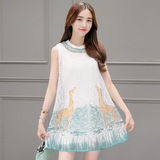 150-155cm小个子女生夏装韩国 矮个子女装显高雪纺清凉无袖连衣裙