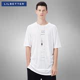 Lilbetter男T恤短袖 字母印花白色体恤长款圆领半袖男士汗衫潮lb