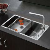 不锈钢水槽单槽 欧式洗菜盆 304台上盆 手工盆 厨房水槽 侧边龙头