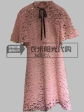 预售 贝2016秋季新款DPBAA4114aF粉色爱蕾丝插件袖  中长款连衣裙