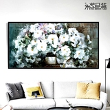 幅纯手绘花卉油画横版沙发墙装饰客厅挂画卧室床头壁画横幅欧式大
