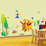 维尼熊卡通墙贴儿童房卧室 幼儿园教室装饰贴画 创意走廊床头贴纸