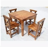 特价碳化防腐木户外实木桌椅火烧木庭院桌椅酒吧炭化餐桌餐椅