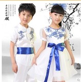 2015新款青花瓷儿童表演服装现代舞蹈中小学生合唱服装二胡演出服