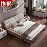 爱纷享 布艺床可拆洗 实木床双人床1.8米 简约现代北欧小户型布床